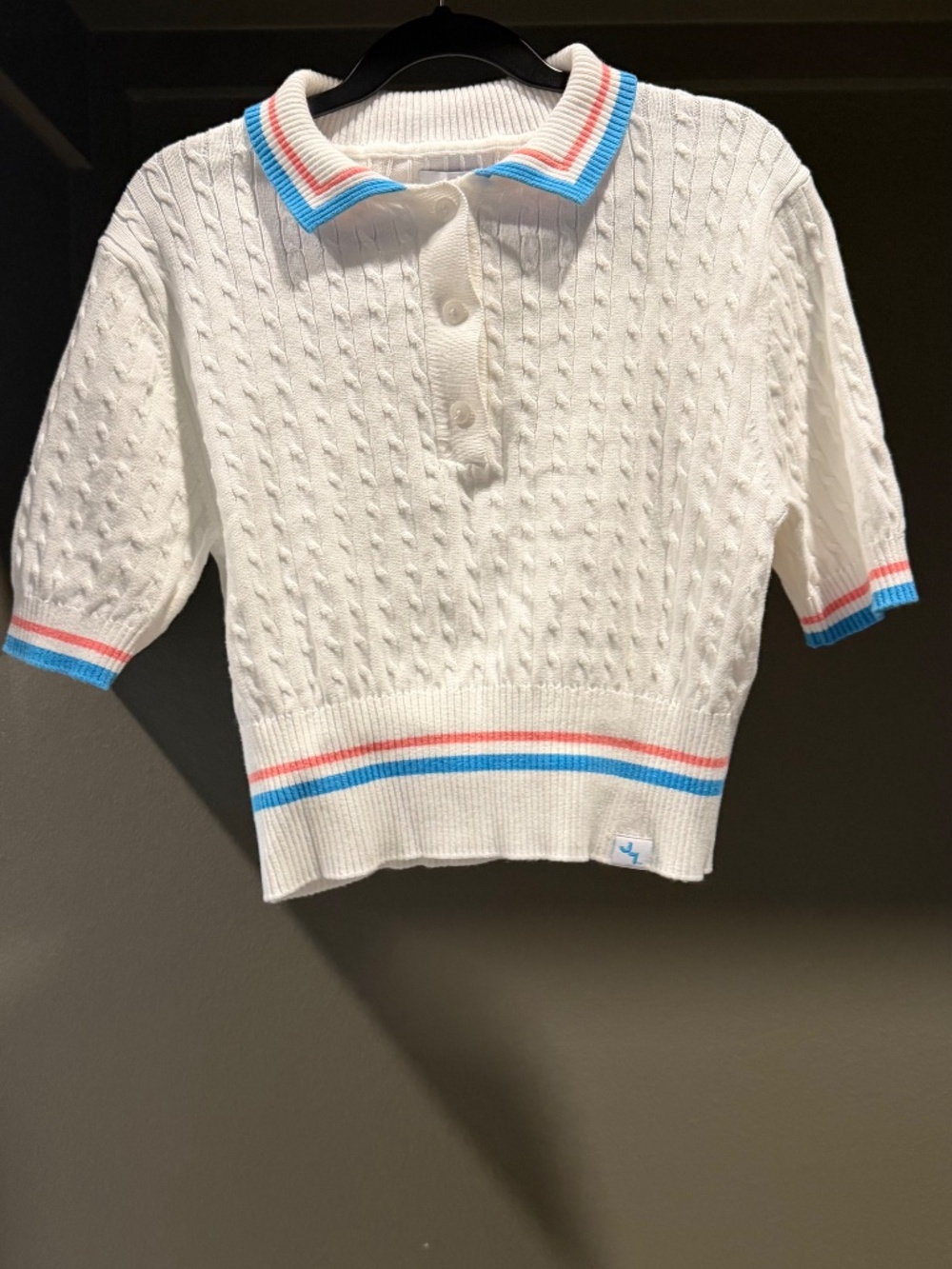 JoyLab cropped cable-knit polo sweater - Picture 4 of 5